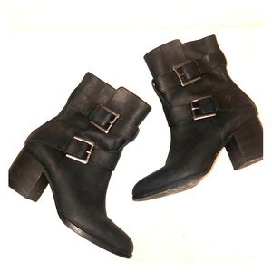 Lauren Ralph Lauren Buckle Heel Leather Boots 7